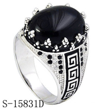 Fashion Jewelry 925 Sterling Silver Ring with Black Agate